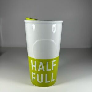 Starbuck's 2016 Lime Green "Half Full" Travel Cup with Lid 10fl oz